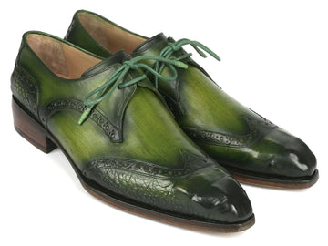 Paul Parkman Men's Green Goodyear Welted Wingtip Derby Shoes (ID#584-GRN) PAUL PARKMAN