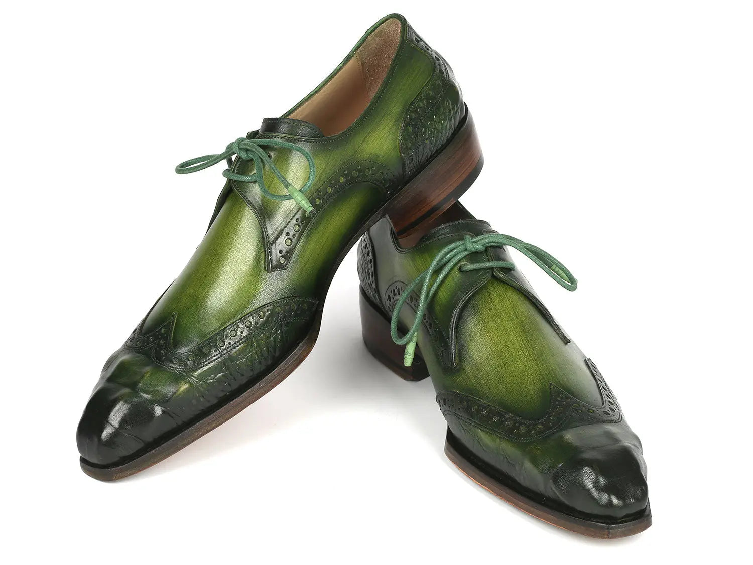 Paul Parkman Men's Green Goodyear Welted Wingtip Derby Shoes (ID#584-GRN) PAUL PARKMAN
