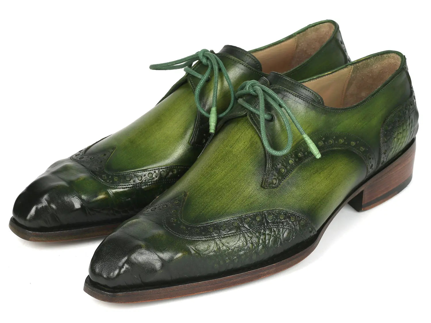 Paul Parkman Men's Green Goodyear Welted Wingtip Derby Shoes (ID#584-GRN) PAUL PARKMAN