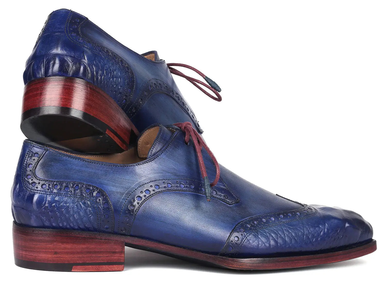 Paul Parkman Men's Blue/Navy Goodyear Welted Wingtip Derby Shoes (ID#584-BLU) PAUL PARKMAN