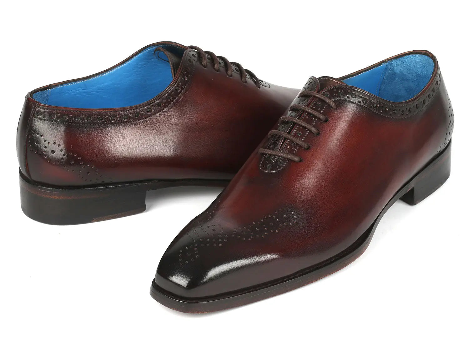 Paul Parkman Men's Brown Goodyear Welted Punched Oxfords (ID#7614-BRW) PAUL PARKMAN