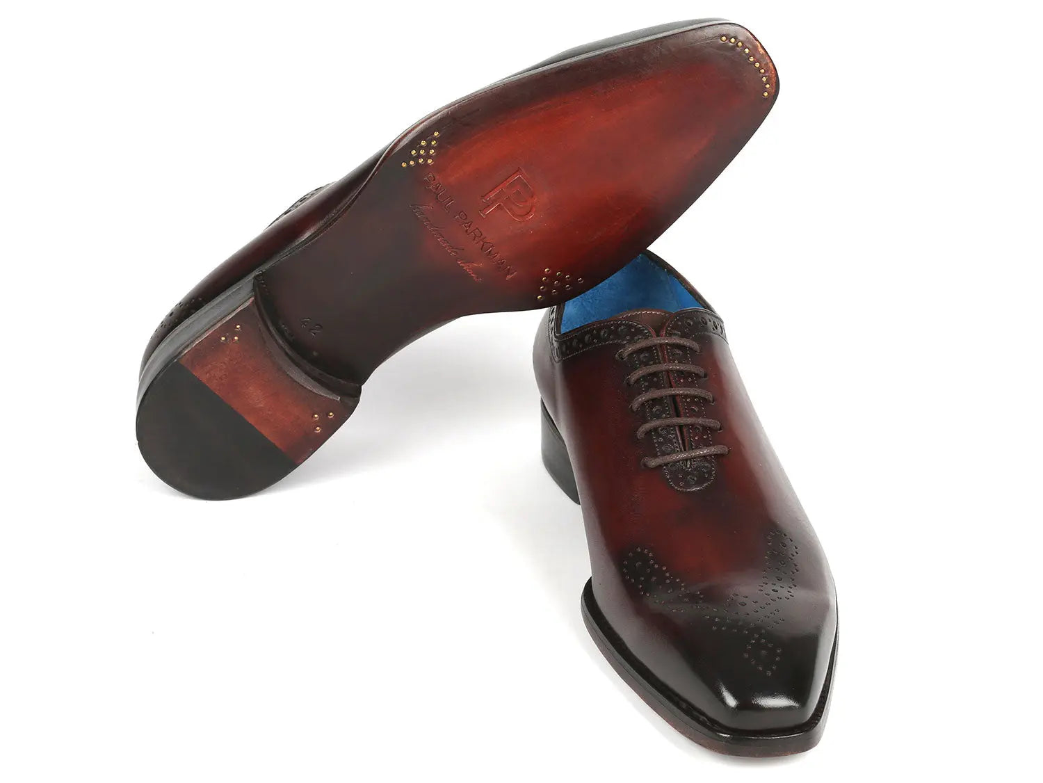 Paul Parkman Men's Brown Goodyear Welted Punched Oxfords (ID#7614-BRW) PAUL PARKMAN