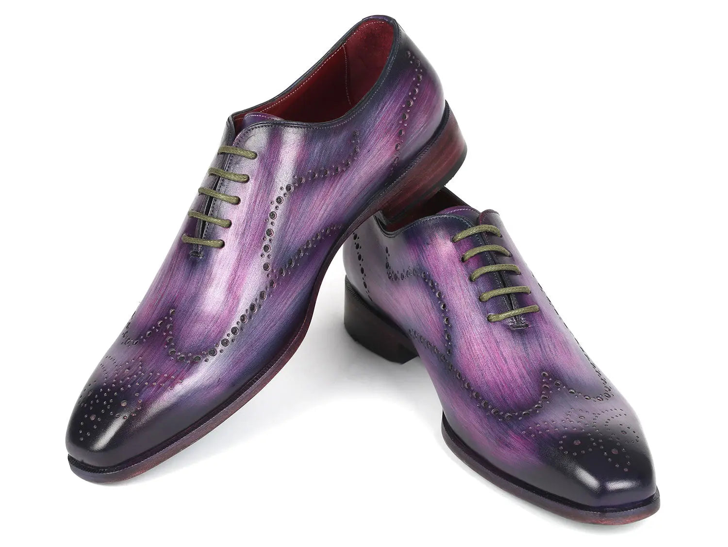 Paul Parkman Men's Purple Wingtip Oxfords (ID#741-PUR) PAUL PARKMAN