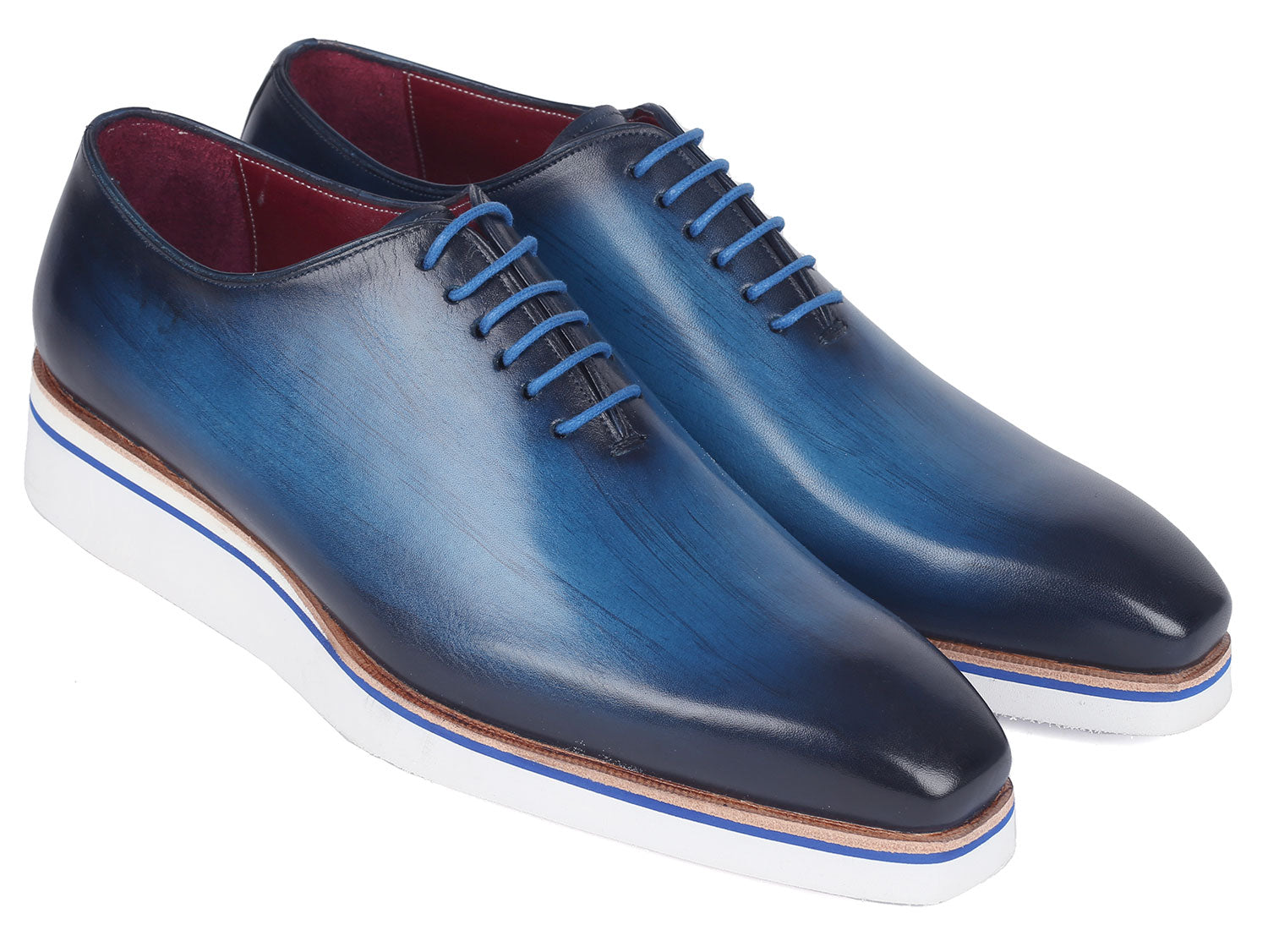 Paul Parkman Men's Smart Casual Wholecut Oxfords Blue (ID#191-BLU)