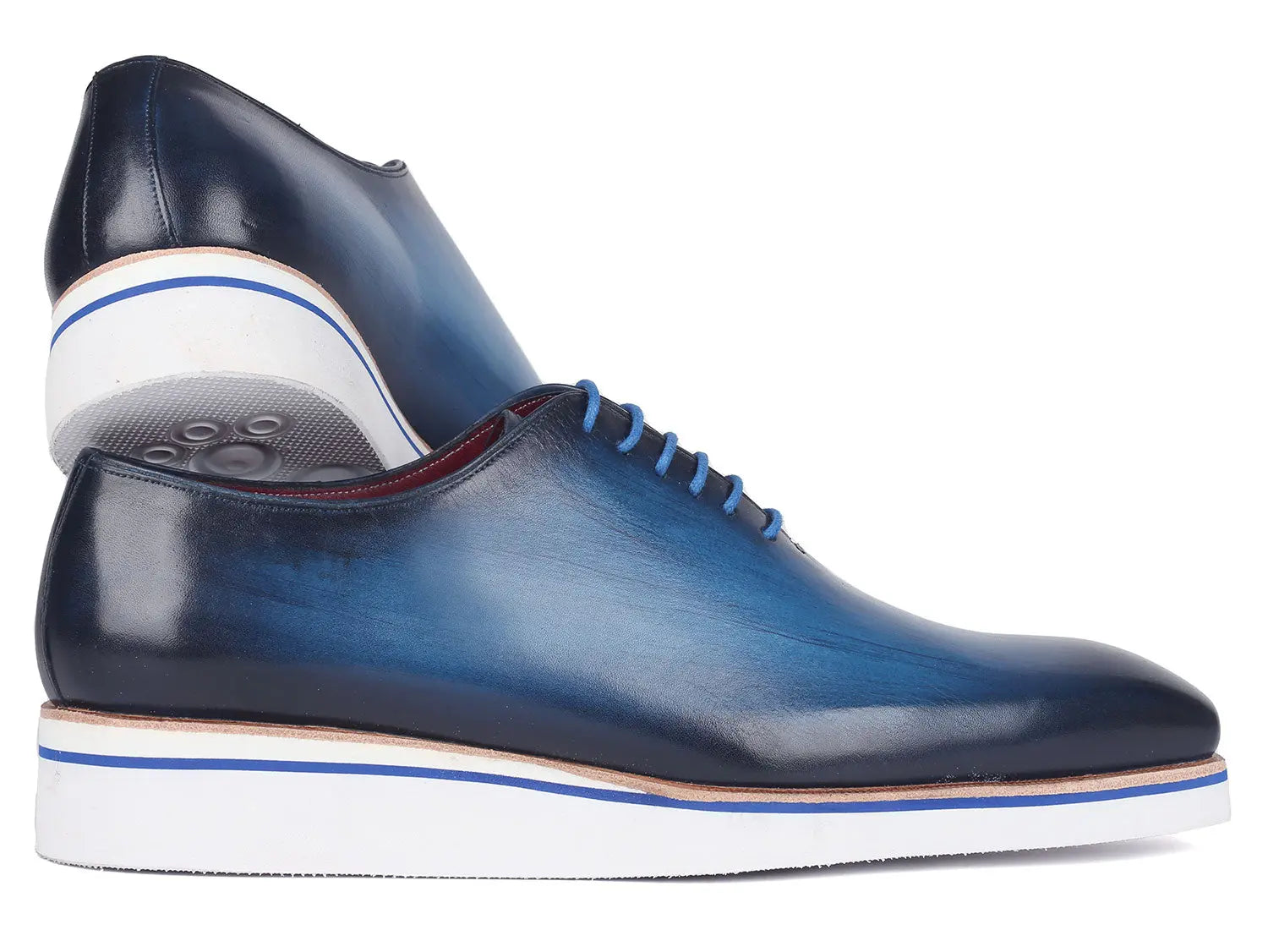 Paul Parkman Men's Blue Smart Casual Wholecut Oxfords (ID#191-BLU) PAUL PARKMAN