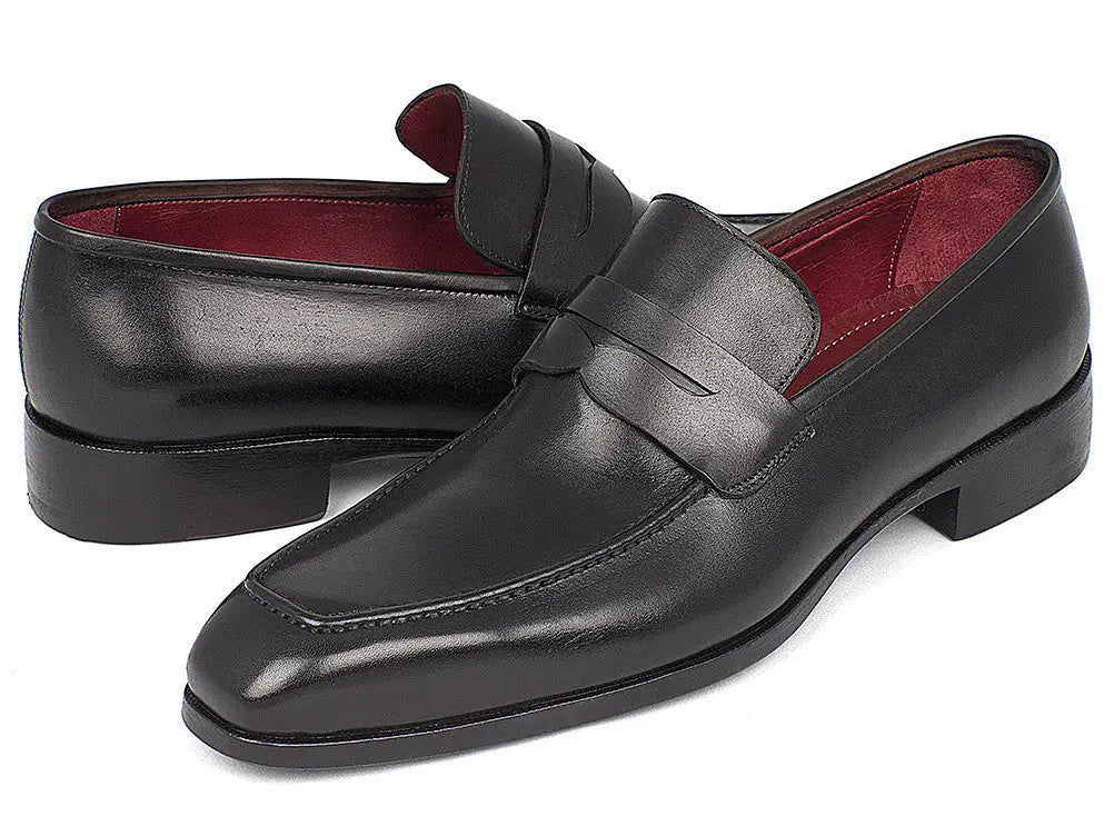 Paul Parkman Men's Black Penny Calfskin Loafers (ID#10BLK29) PAUL PARKMAN