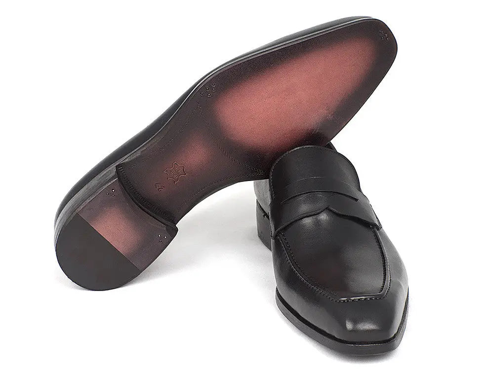 Paul Parkman Men's Black Penny Calfskin Loafers (ID#10BLK29) PAUL PARKMAN