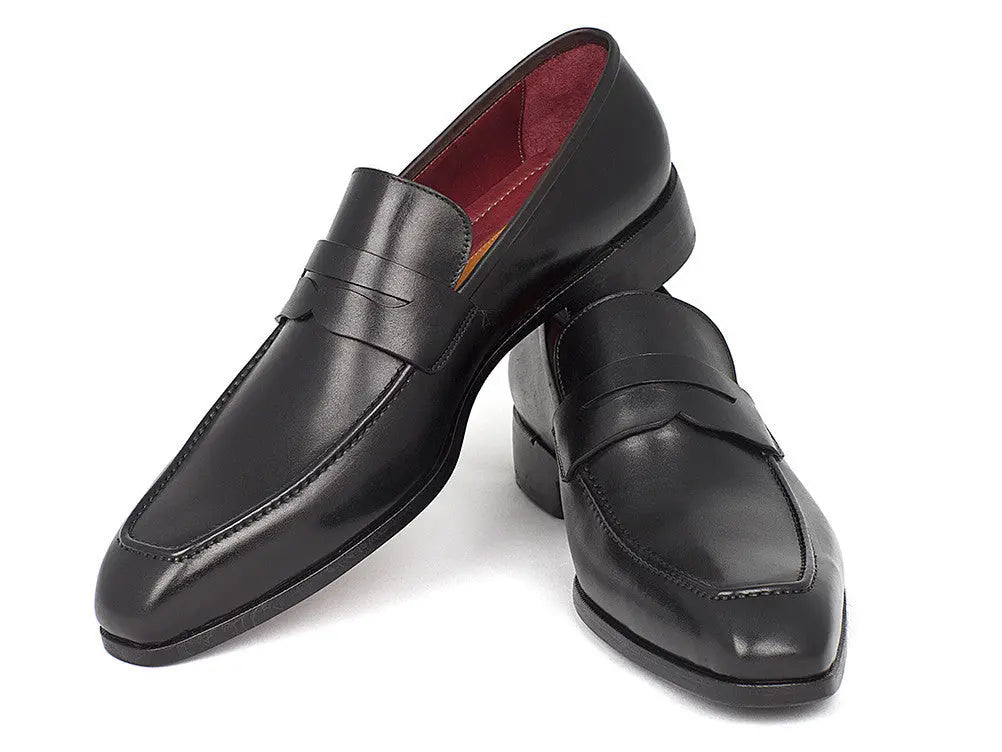 Paul Parkman Men's Black Penny Calfskin Loafers (ID#10BLK29) PAUL PARKMAN