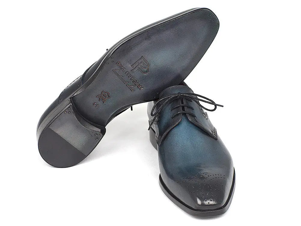 Paul Parkman Men's Navy/Blue Medallion Toe Derby Shoes (ID#6584-NAVY) PAUL PARKMAN