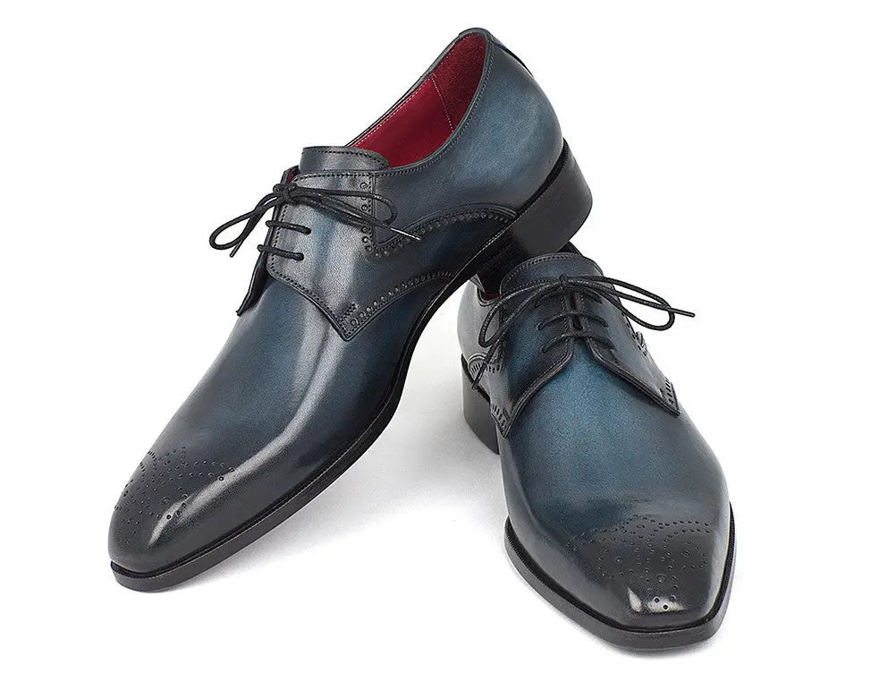 Paul Parkman Men's Navy/Blue Medallion Toe Derby Shoes (ID#6584-NAVY) PAUL PARKMAN
