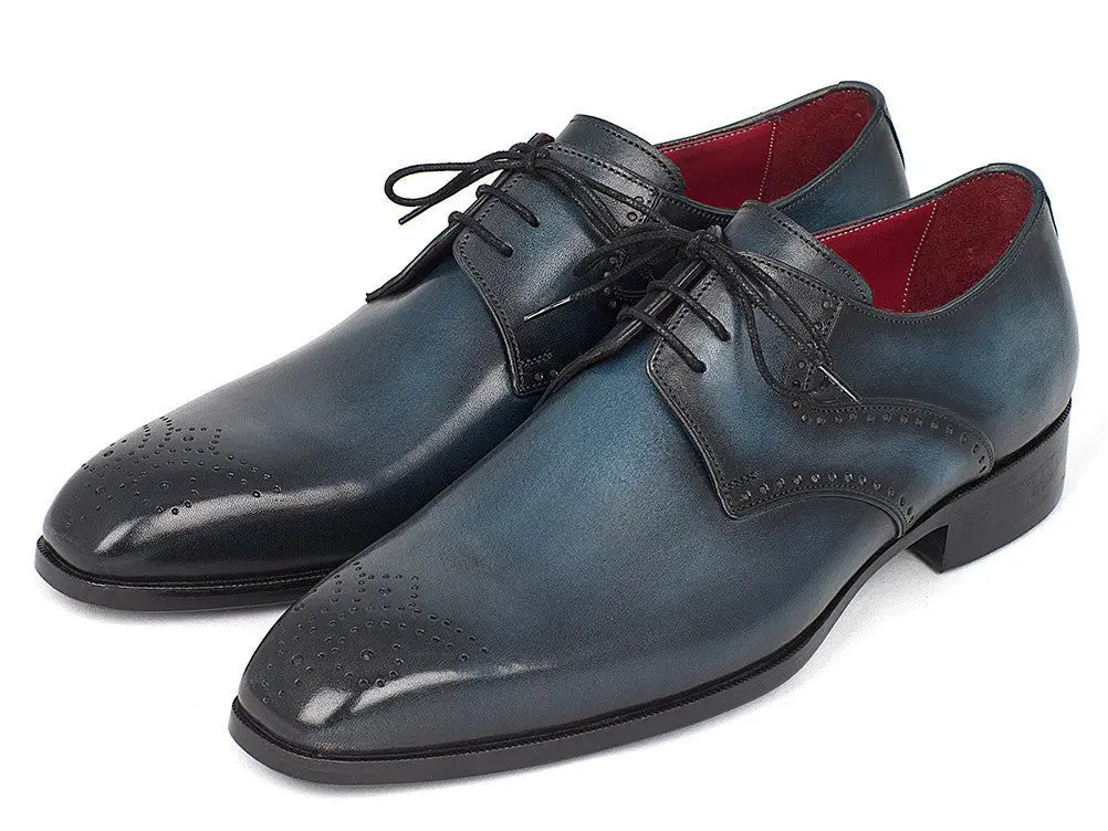 Paul Parkman Men's Navy/Blue Medallion Toe Derby Shoes (ID#6584-NAVY) PAUL PARKMAN