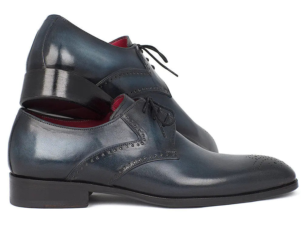 Paul Parkman Men's Navy/Blue Medallion Toe Derby Shoes (ID#6584-NAVY) PAUL PARKMAN
