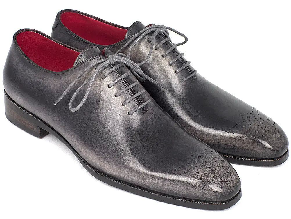Paul Parkman Men's Gray/Black Wholecut Oxfords (ID#KR254GRY) PAUL PARKMAN