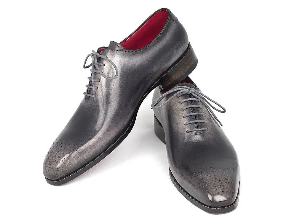 Paul Parkman Men's Gray/Black Wholecut Oxfords (ID#KR254GRY) PAUL PARKMAN