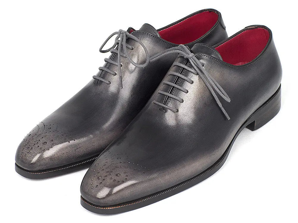 Paul Parkman Men's Gray/Black Wholecut Oxfords (ID#KR254GRY) PAUL PARKMAN