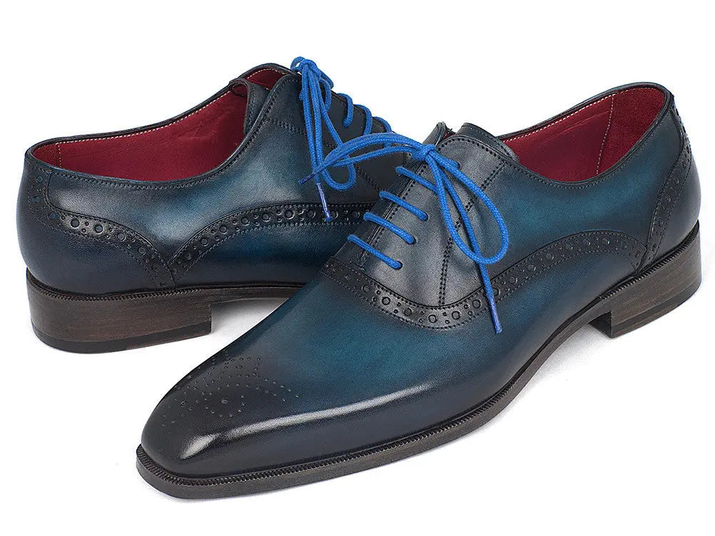 Paul Parkman Men's Blue/Navy Medallion Toe Oxfords (ID#FS88VA) PAUL PARKMAN