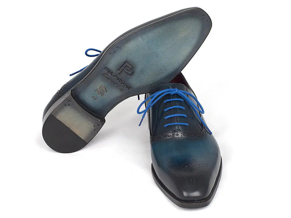 Paul Parkman Men's Blue/Navy Medallion Toe Oxfords (ID#FS88VA) PAUL PARKMAN