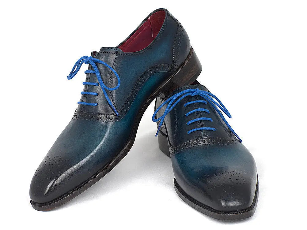 Paul Parkman Men's Blue/Navy Medallion Toe Oxfords (ID#FS88VA) PAUL PARKMAN