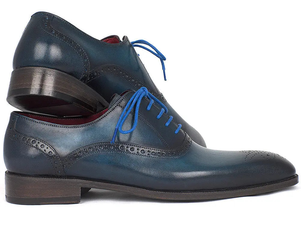 Paul Parkman Men's Blue/Navy Medallion Toe Oxfords (ID#FS88VA) PAUL PARKMAN
