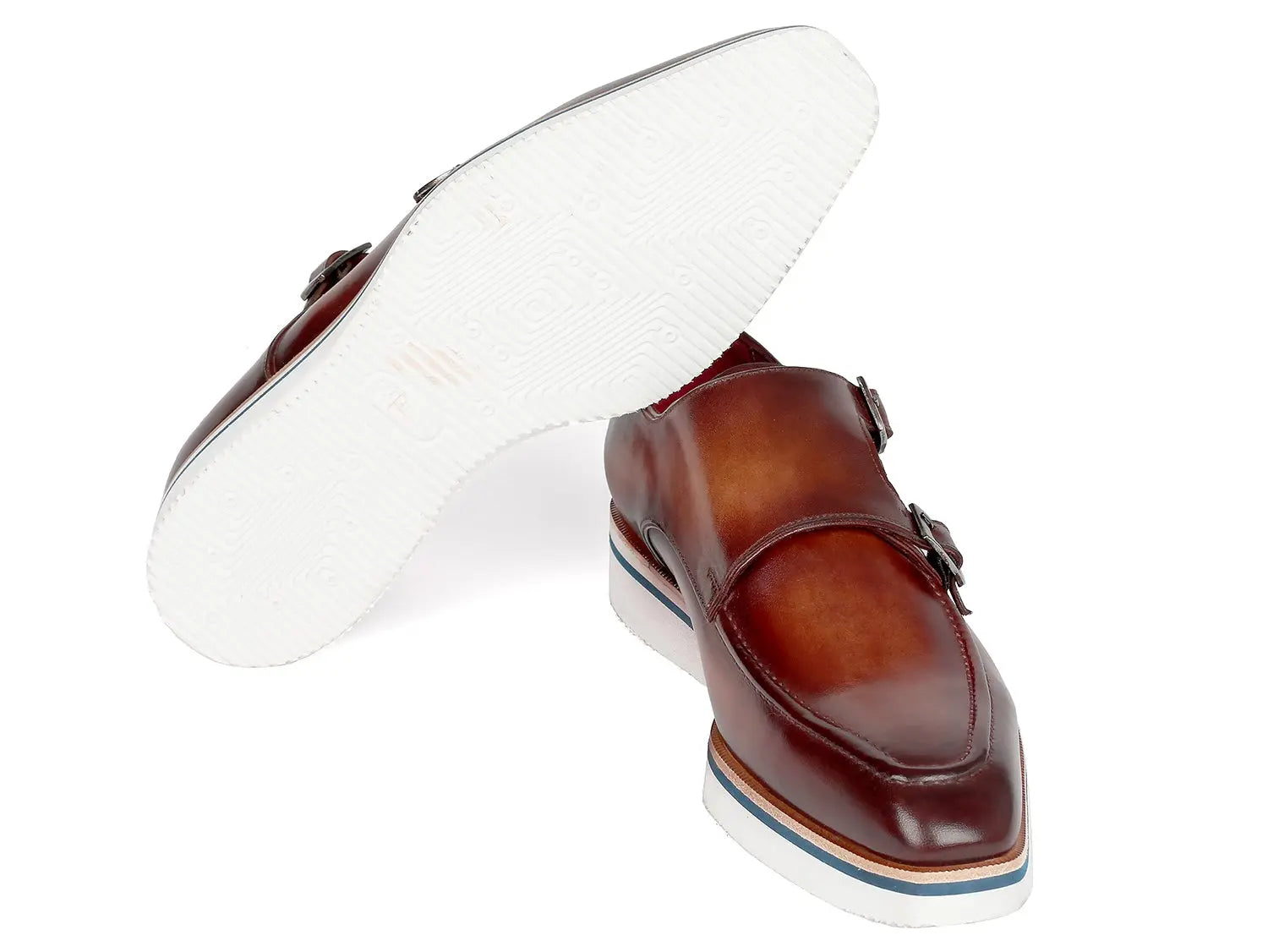 Paul Parkman Men's Brown Genuine Leather Smart Casual Monk strap Shoes (ID#189-BRW-LTH) PAUL PARKMAN