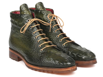 Paul Parkman Men's Green Croco Embossed Leather Boots (12811-GRN)