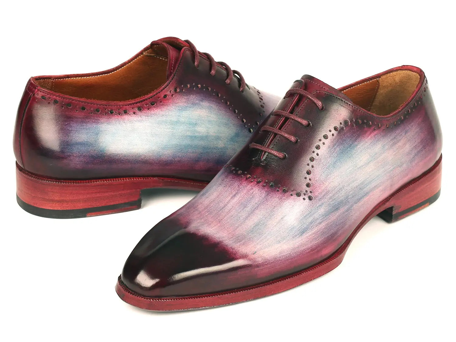 Paul Parkman Men's Blue/Purple Hand-Painted Genuine Leather Oxfords (ID#AG446PBL) PAUL PARKMAN