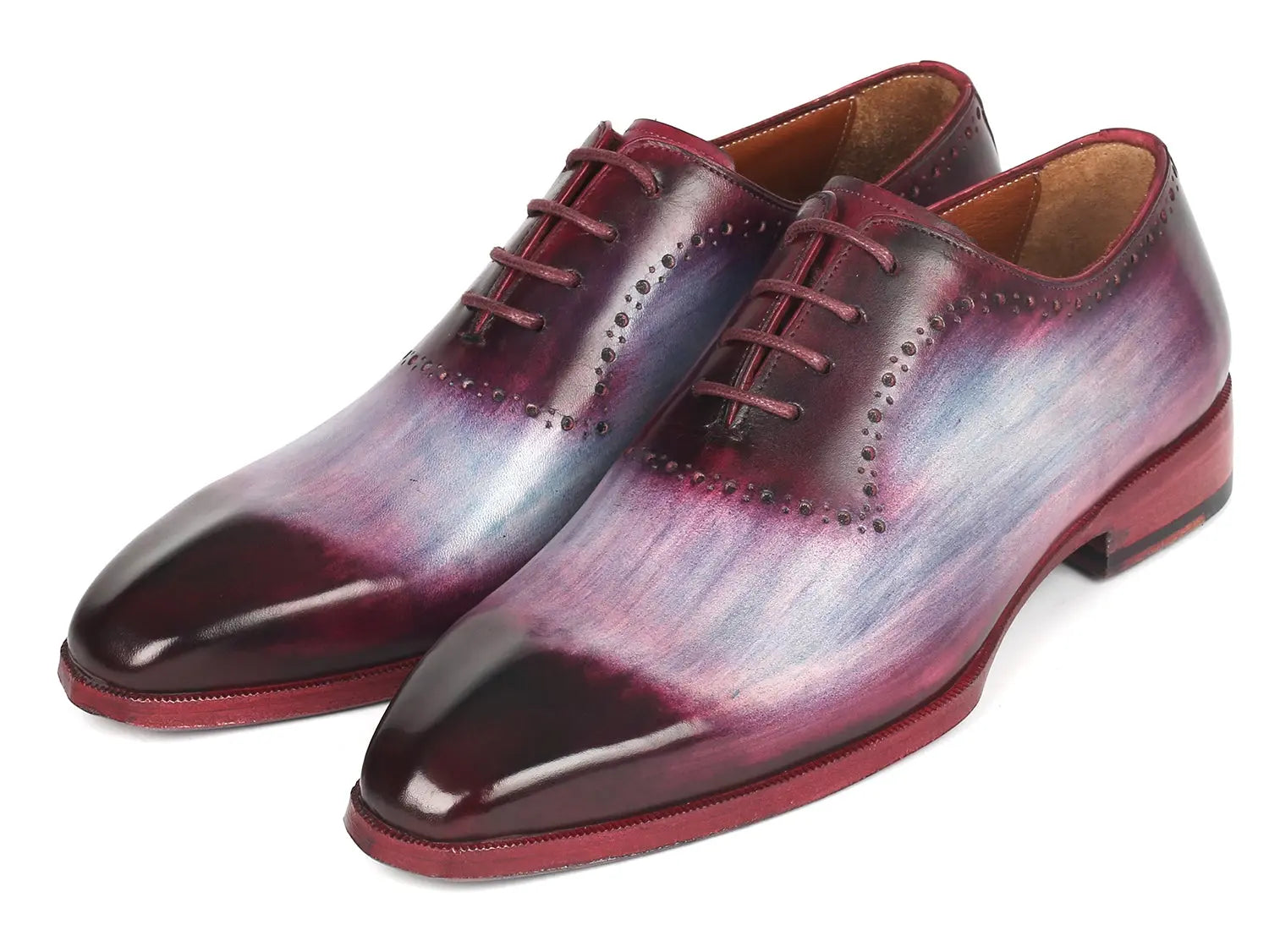 Paul Parkman Men's Blue/Purple Hand-Painted Genuine Leather Oxfords (ID#AG446PBL) PAUL PARKMAN