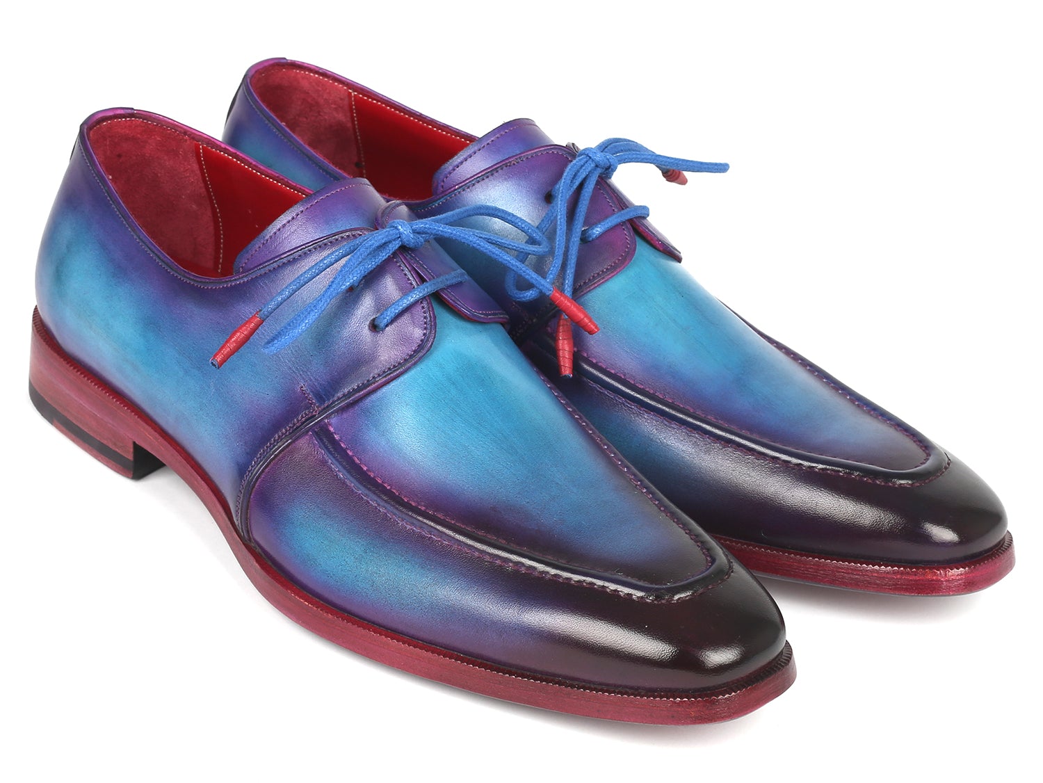 Paul Parkman Men's Turquoise & Purple Apron Derby Shoes (ID#23SX84)