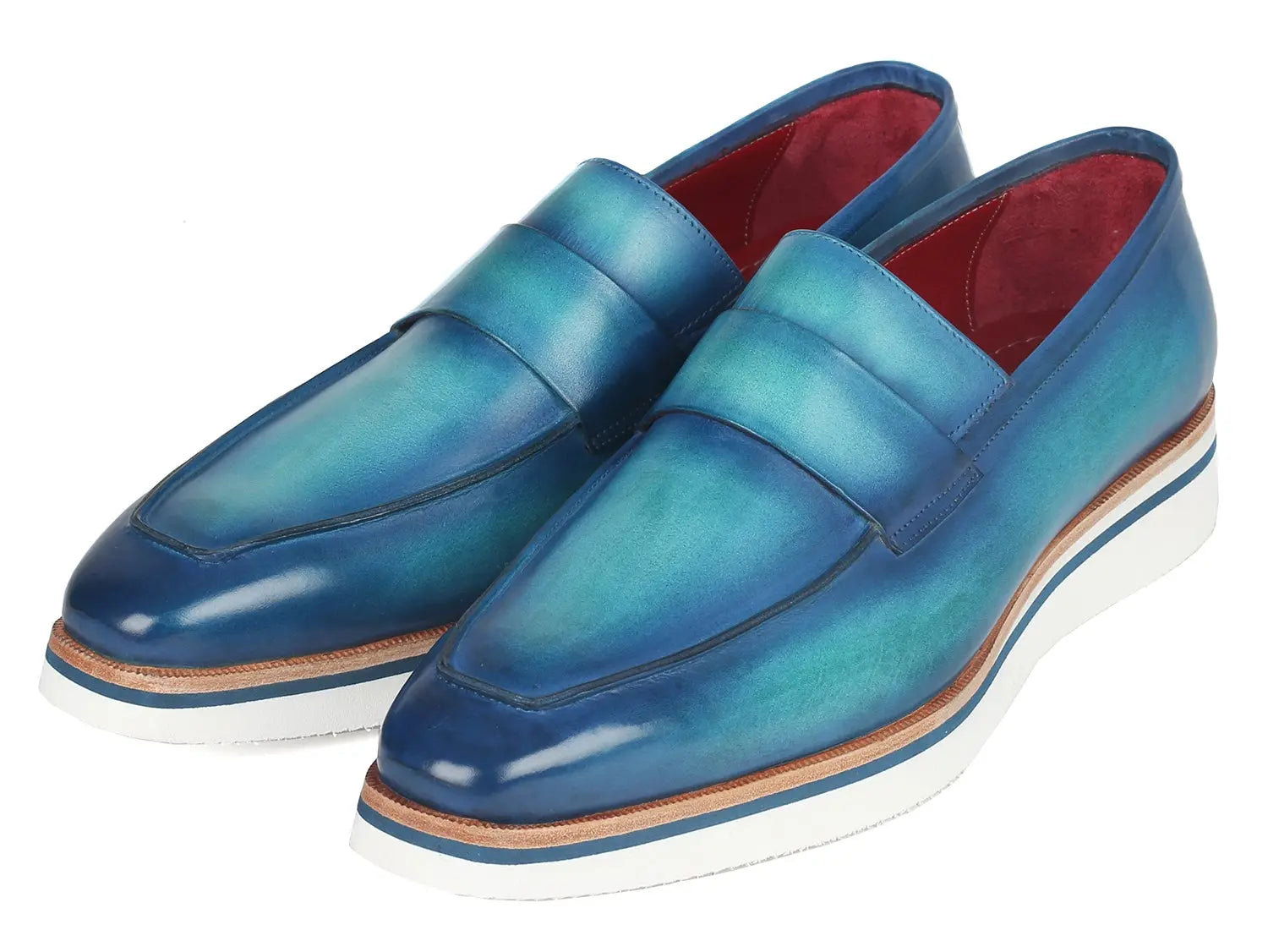 Paul Parkman Men's Blue Smart Casual Genuine Leather Loafers (ID#183-BLU-TRQ) PAUL PARKMAN