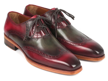 Paul Parkman Goodyear Welted Ghillie Lacing Brogues Green & Bordeaux (ID#2955-GRB)