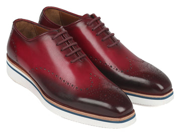 Paul Parkman Men's Smart Casual Wingtip Oxfords Bordeaux (ID#188-BRD)