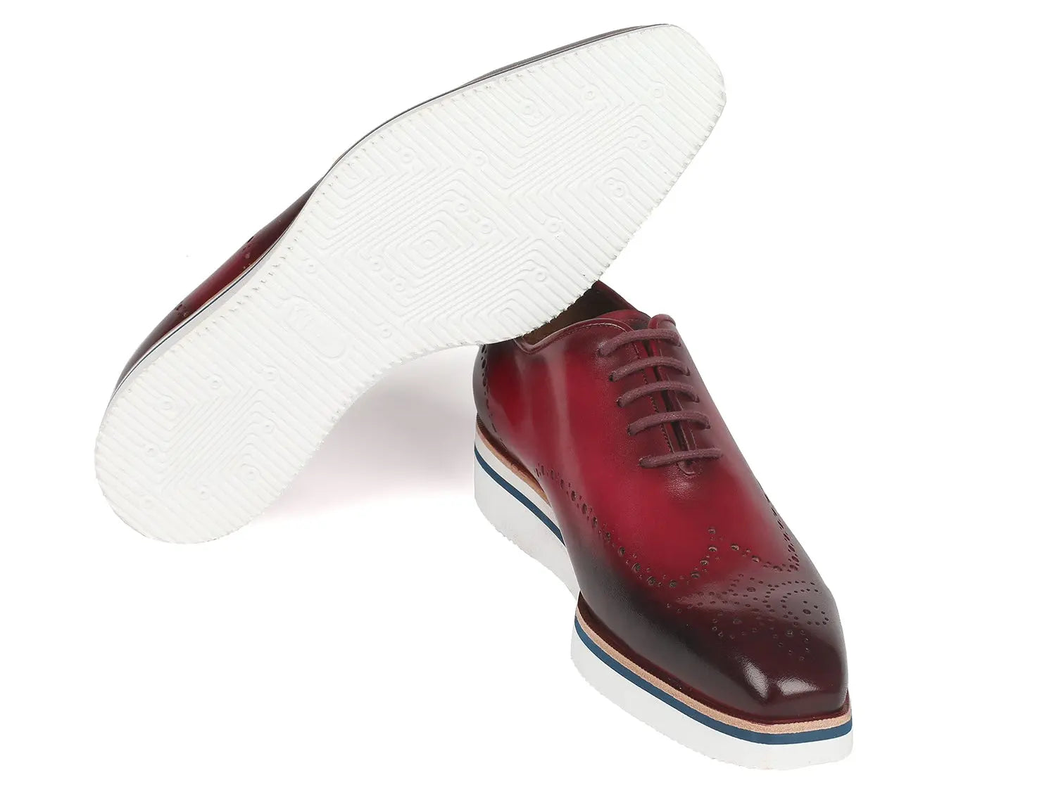 Paul Parkman Men's Bordeaux Smart Casual Wingtip Oxfords (ID#188-BRD) PAUL PARKMAN