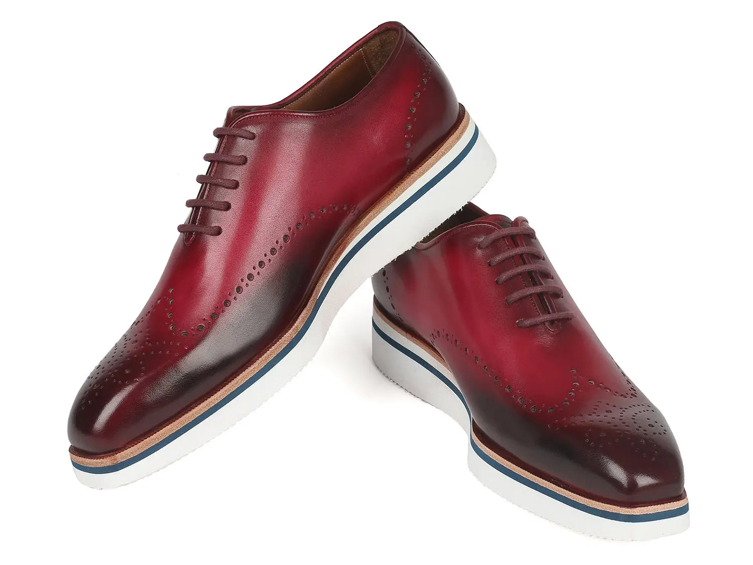 Paul Parkman Men's Bordeaux Smart Casual Wingtip Oxfords (ID#188-BRD) PAUL PARKMAN