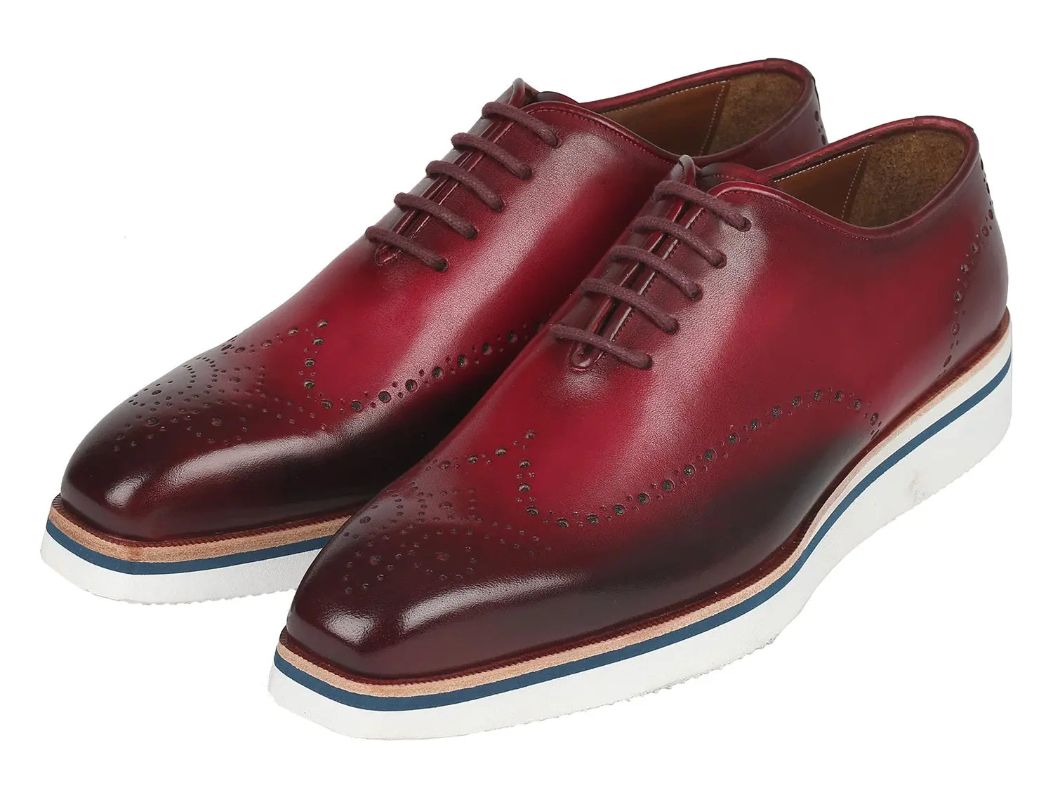 Paul Parkman Men's Bordeaux Smart Casual Wingtip Oxfords (ID#188-BRD) PAUL PARKMAN