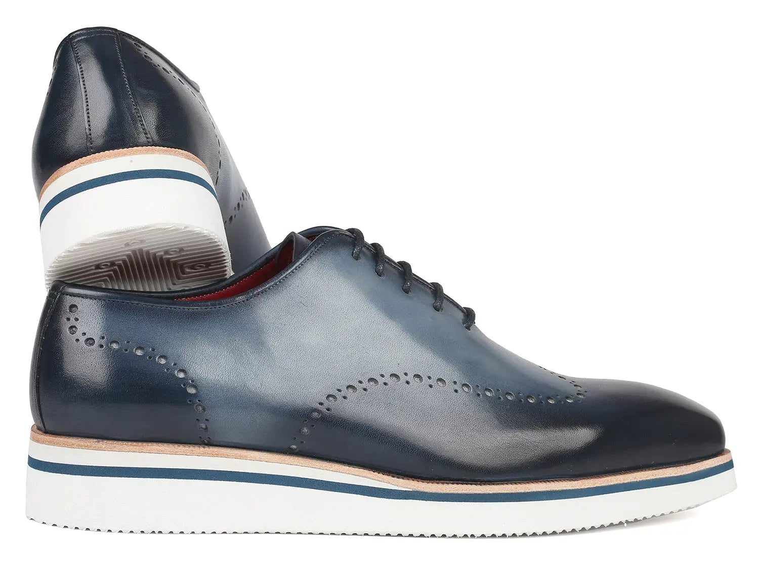 Paul Parkman Men's Navy Smart Casual Wingtip Oxfords (ID#187-NAVY) PAUL PARKMAN