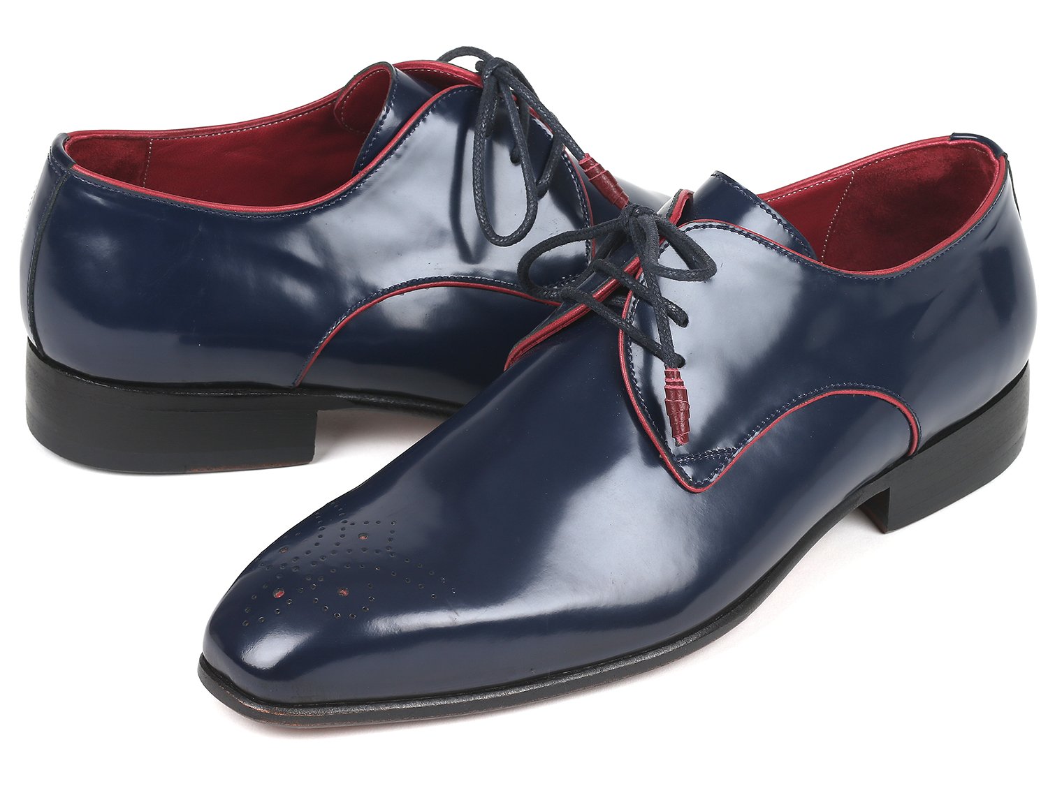 Paul Parkman Medallion Toe Navy Derby Shoes (ID#57RG27) PAUL PARKMAN