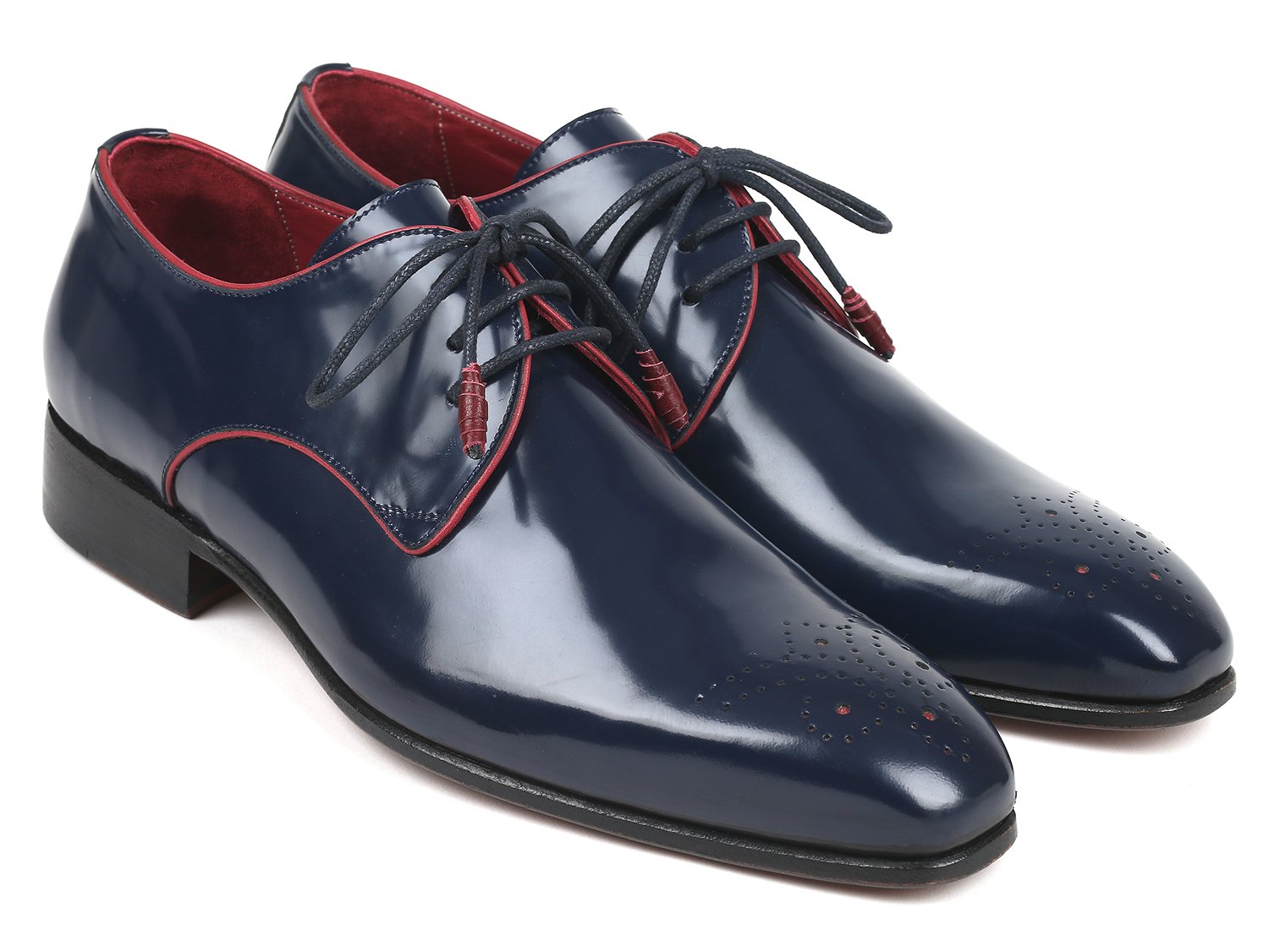 Paul Parkman Medallion Toe Navy Derby Shoes (ID#57RG27) PAUL PARKMAN