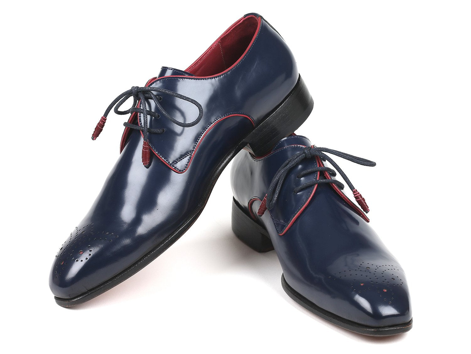 Paul Parkman Medallion Toe Navy Derby Shoes (ID#57RG27) PAUL PARKMAN