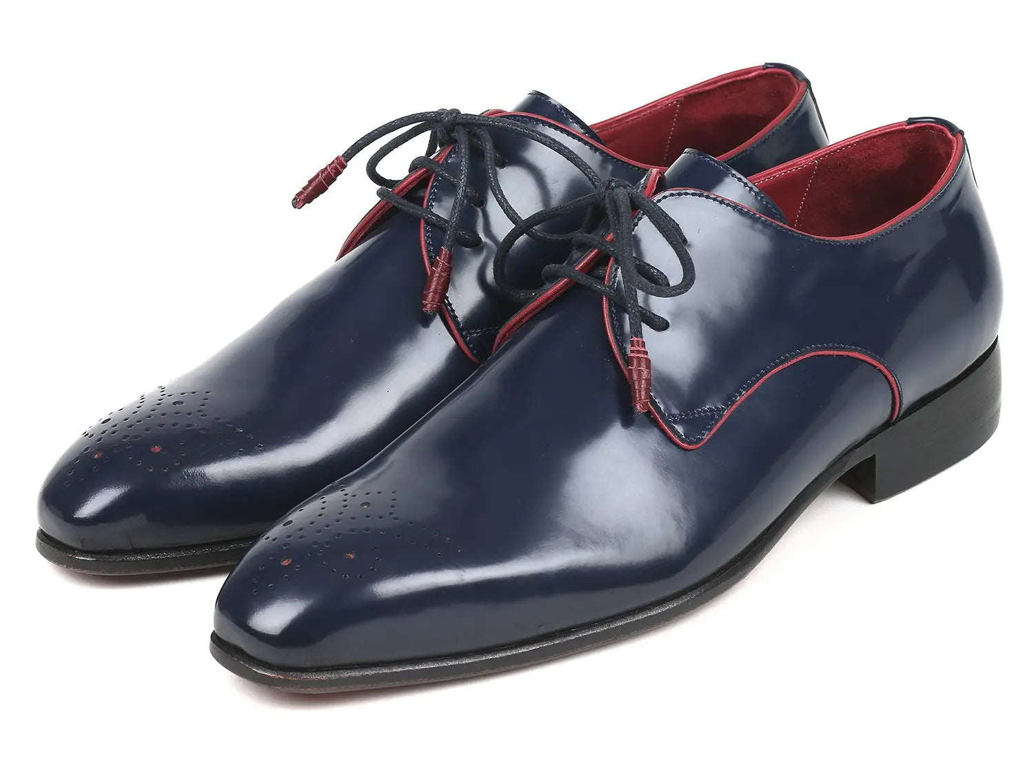 Paul Parkman Men's Navy Medallion Toe Derby Shoes (ID#57RG27) PAUL PARKMAN
