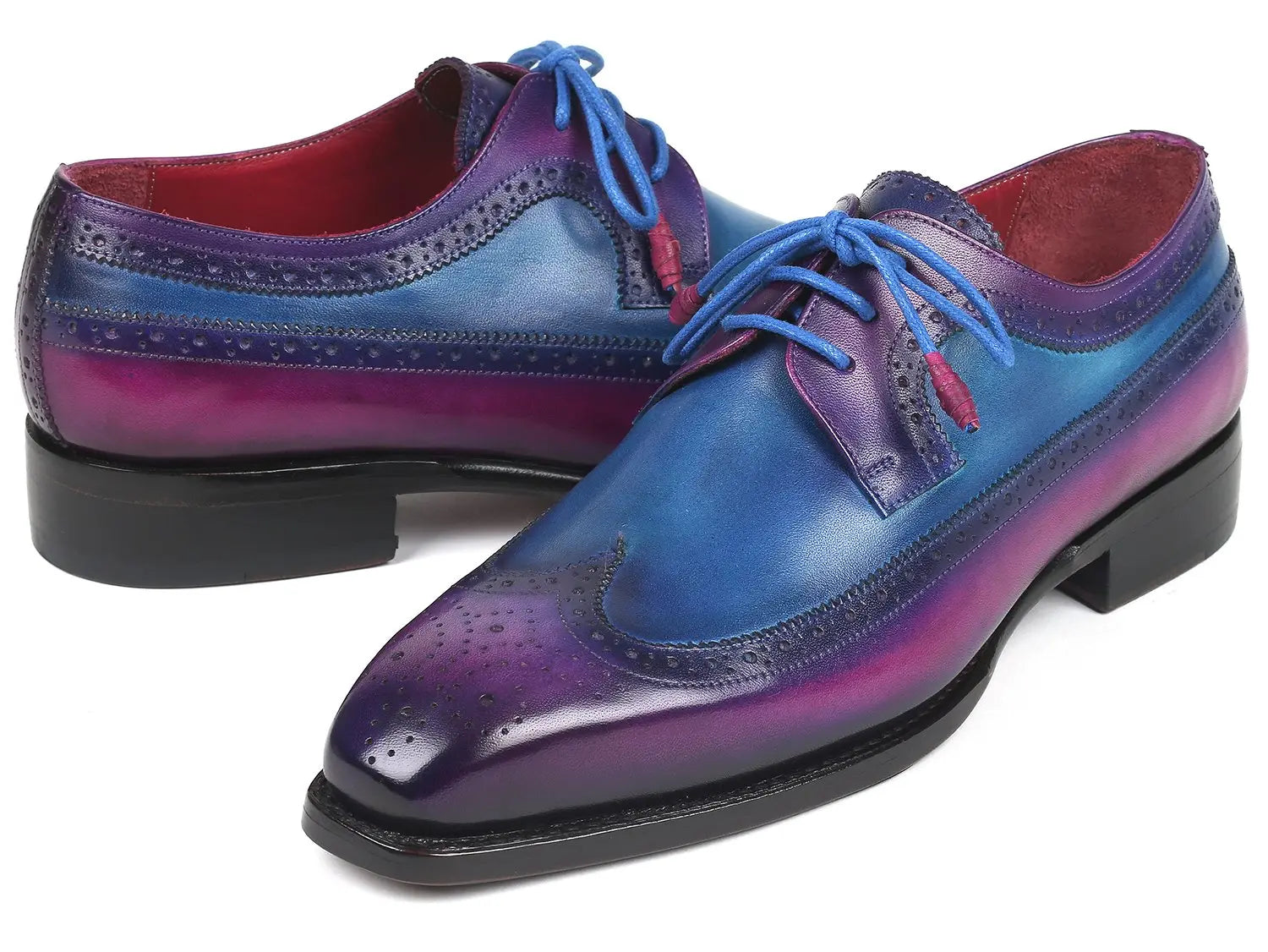 Paul Parkman Men's  Purple/Blue Goodyear Welted Wingtip Derby Shoes (ID#511V63) PAUL PARKMAN