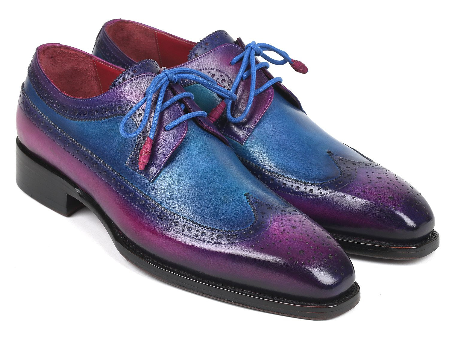 Paul Parkman Goodyear Welted Wingtip Derby Shoes Purple & Blue (ID#511V63) PAUL PARKMAN