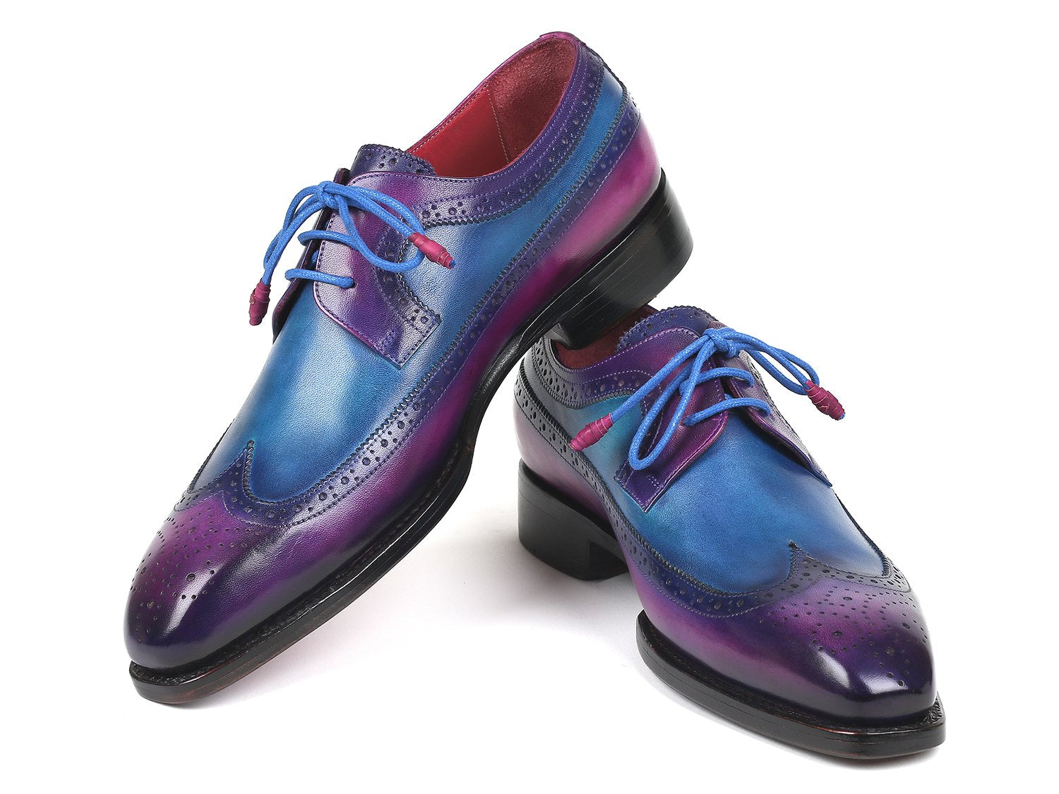 Paul Parkman Goodyear Welted Wingtip Derby Shoes Purple & Blue (ID#511V63) PAUL PARKMAN