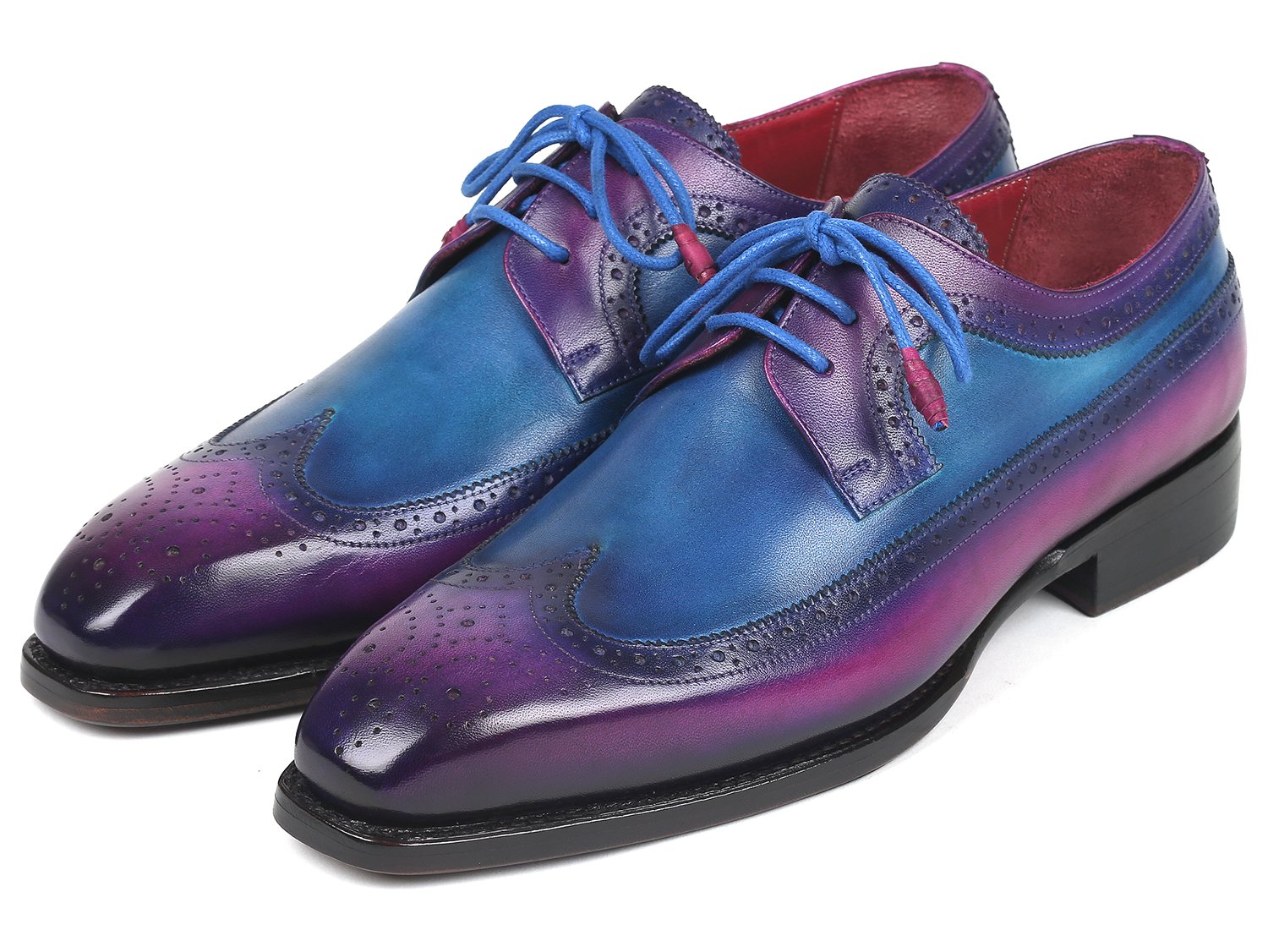 Paul Parkman Goodyear Welted Wingtip Derby Shoes Purple & Blue (ID#511V63) PAUL PARKMAN