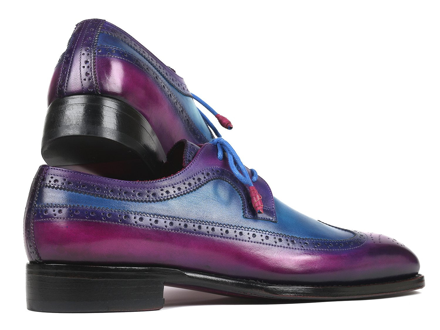 Paul Parkman Goodyear Welted Wingtip Derby Shoes Purple & Blue (ID#511V63) PAUL PARKMAN