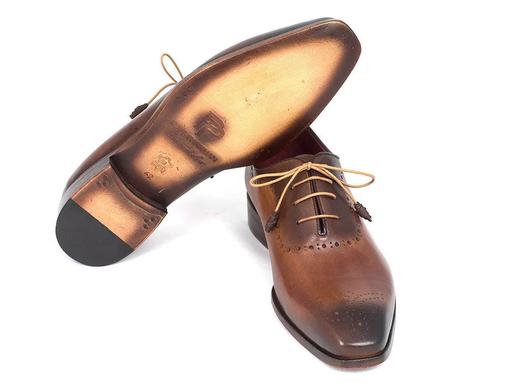 Paul Parkman Men's Brown/Camel Medallion Toe Oxfords (ID#GF61AZ) PAUL PARKMAN
