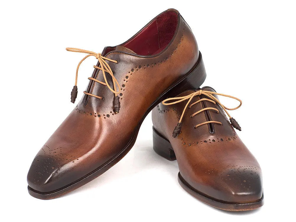 Paul Parkman Men's Brown/Camel Medallion Toe Oxfords (ID#GF61AZ) PAUL PARKMAN