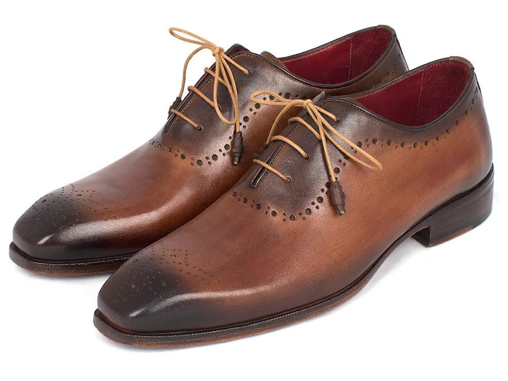 Paul Parkman Men's Brown/Camel Medallion Toe Oxfords (ID#GF61AZ) PAUL PARKMAN