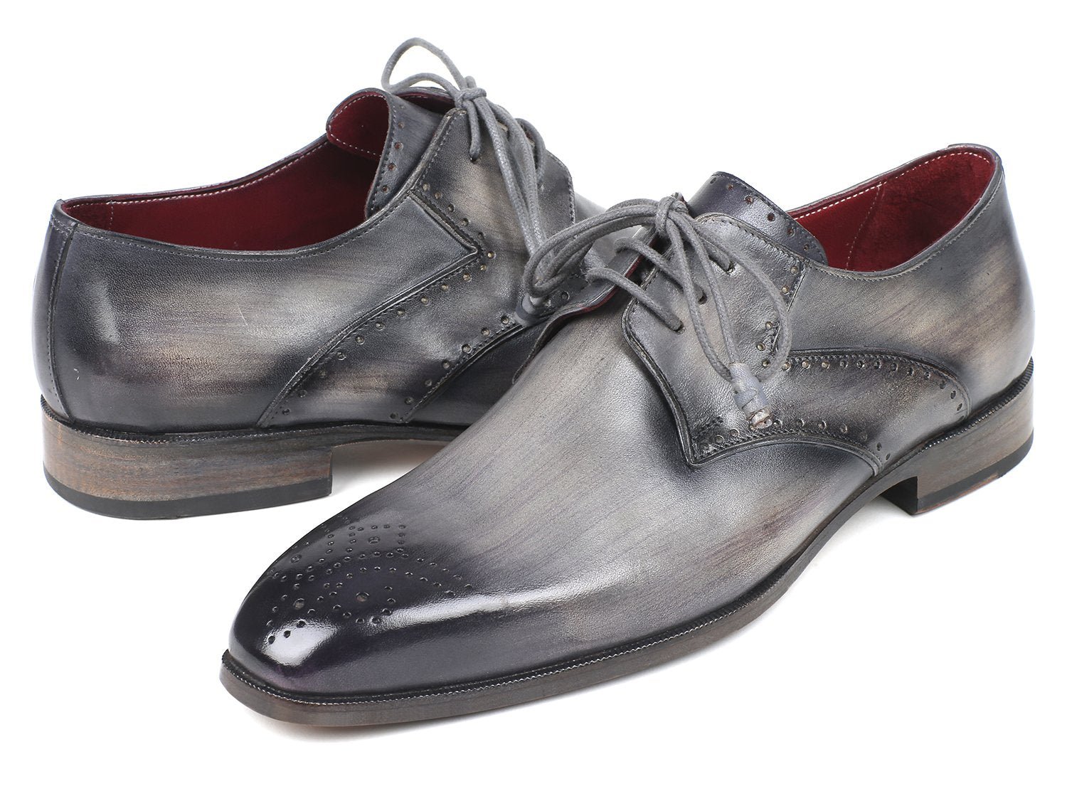 Paul Parkman Men's Gray Medallion Toe Derby Shoes (ID#6584-GRY) PAUL PARKMAN