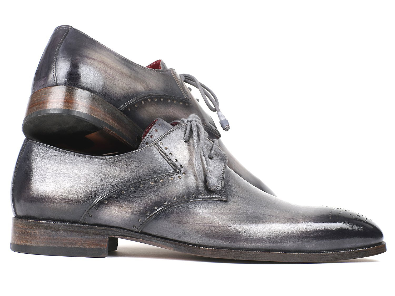 Paul Parkman Men's Gray Medallion Toe Derby Shoes (ID#6584-GRY) PAUL PARKMAN