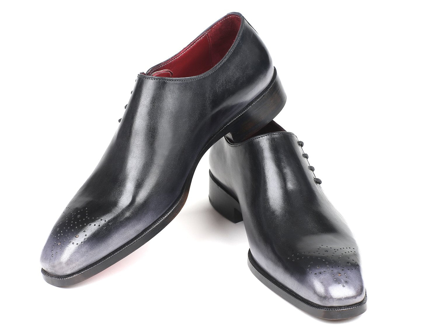 Paul Parkman Side Lace Oxfords Gray Burnished (ID#857F25) PAUL PARKMAN